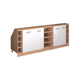 Vicco Armario De Cocina Para Techo Inclinado R-line, Blanco Alto Brillo, 210 Cm Lote De 5 Carcasas De Armario 60 Cm De Profundidad, Vicco