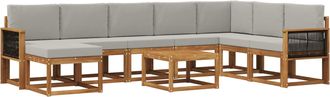 vidaXL Conjunto De Sof&aacute;s De Exterior 9 Uds. Natural Y Gris Claro Vidaxl