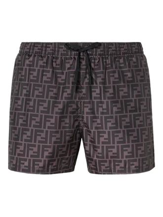 Fendi logo swim shorts - men - Polyamide/Spandex/Elastane - 50 - Grey