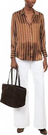 Rails Dorian Silk Button-Down Shirt In Ginger