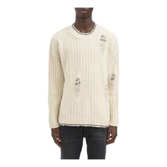 Isabel Benenato Maglia Girocollo a Coste - Knitwear - Hombre - Blanco - S