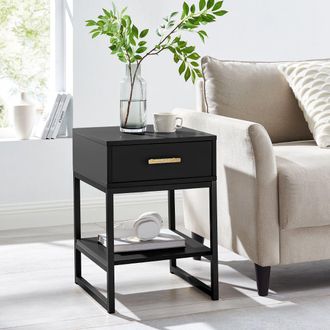 Melody Maison One Drawer Bedside Table - Luna Black Range