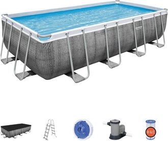 Bestway Piscina Desmontable Tubular Bestway Power Steel Rat&aacute;n 549x274x122 Cm Con Depuradora Cartucho 5.678 L/h Con Cobertor Y Escalera