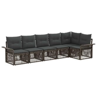 vidaXL Conjunto De Sof&aacute;s De Jard&iacute;n 6 Pcs Gris Rat&aacute;n Sint&eacute;tico Vidaxl
