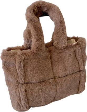 Generic Womens Plush Bags Winter Soft Plush Shoulder Bag Fluffy Bags For Women Warm Handbags And Purses Large Shopper(Brown)