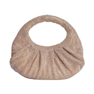 twentyfour Handbags, female, Beige, Size: ONE SIZE Half-moon Clutch