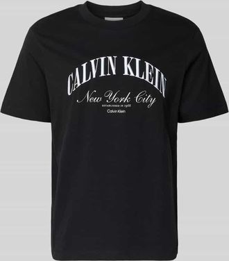 Calvin Klein Jeans T-Shirt mit Label-Stitching in Black, Gr&ouml;&szlig;e XXL