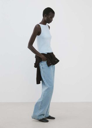 Mango Top maglia sottile celeste - Donna - XS - MANGO