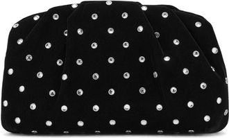 Mango Rhinestone Velvet Clutch in Black at Nordstrom