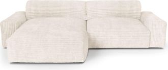 Sia Home Sof&aacute; cama izquierdo terciopelo de pana XXL crema 220 cm