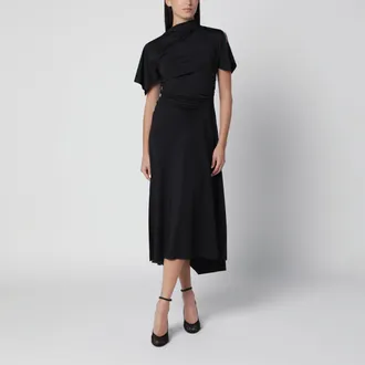 Victoria Beckham Abito midi nero in poliestere riciclato