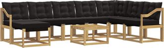 vidaXL Conjunto De Sof&aacute;s De Exterior 9 Uds. Blanco Y Negro Vidaxl