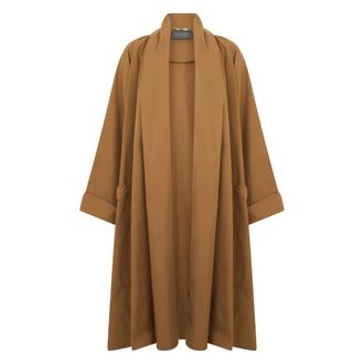 Alberta Ferretti Lange jas met zakken - Dames - Parka Jassen - Beige - S - Katoen - Jassen