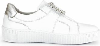 Gabor Womens Rhinestone Buckle Sneaker In White