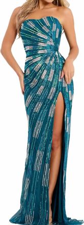 Jovani Beth Long Formal Prom Dress Gown In Teal