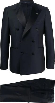 Tagliatore Double-Breasted Smoking Jacket - Heren - Business pakken - Blauw - S - Wol - Kostuums