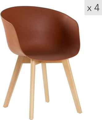 Nordlys Set 4 sillas escandinavas con patas de madera terracota