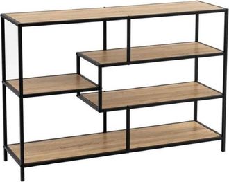 Unimasa Estantería de 5 estantes de acero y MDF en negro y natural