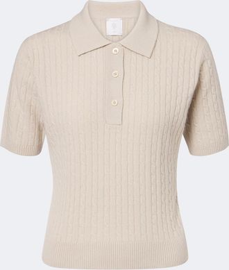 Eleventy Cable-knit cashmere polo shirt