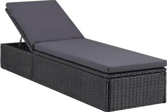 vidaXL Tumbona De Rat&aacute;n Sint&eacute;tico Negra Y Gris Oscuro Vidaxl