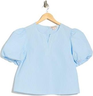 Nanette Lepore Seersucker Puff Sleeve Top in Light Blue/White Stripe at Nordstrom Rack, Size X-Large