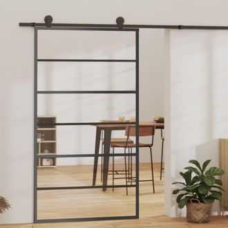 Berkfield Home Sliding Door ESG Glass & Aluminium 102x205 cm Black