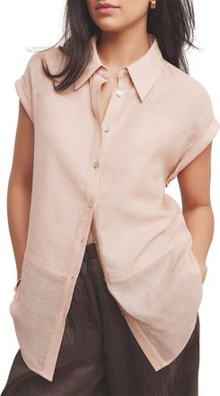 Mint Velvet Linen Blend Panel Shirt in Light Pink at Nordstrom, Size X-Small