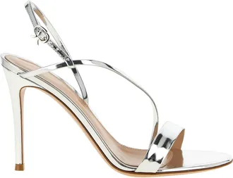 Gianvito Rossi Silver Calfskin Stiletto Heel Womens Sandals