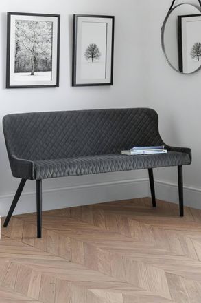 Julian Bowen Luxe Diamond Quilted Upholstered 2 Seater High Back Bench in Grey