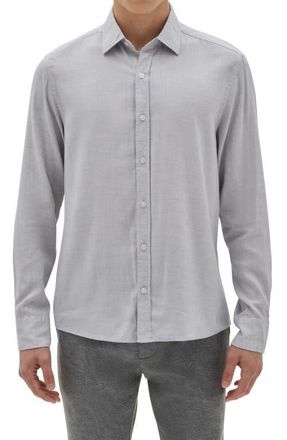Robert Barakett Mount Eden Twill Button-Up Shirt in Light Grey at Nordstrom, Size X-Large