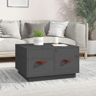 vidaXL Vidaxl - Mesa De Centro De Madera Maciza De Pino Gris 60x53x35 Cm