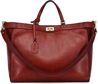 OLD TREND Ixia Genuine Leather Jet Set Travel Tote in Brown at Nordstrom