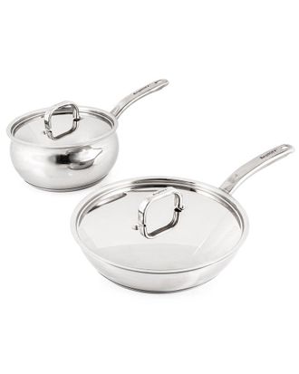 Berghoff Berghoff Belly Shape 18/10 Metal Lids Stainless Steel 4Pc Skillet Set