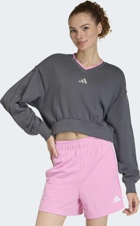 adidas Sweatshirt ADIDAS SPORTSWEAR STADIUM, RUNDHALSAUSSCHNITT, Damen, Gr. XXL, grau six, st tropic bloom, ch solid grau, Obermaterial: 100% Baumwolle, V-Au