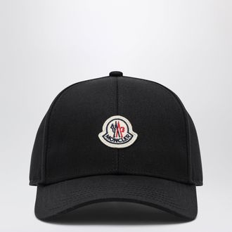 Moncler Cappello da baseball con patch in cotone nero