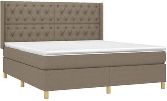 vidaXL Vidaxl - Cama Box Spring Colch&oacute;n Y Luces Led Tela Gris Taupe 160x200 Cm