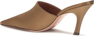 Amina Muaddi Womens Mules Jamie Mocha Silk Sandal