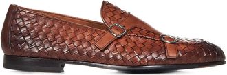 Doucal's woven leather monk shoes - men - Calf Leather/Calf Leather/Calf Leather - 40 - Brown