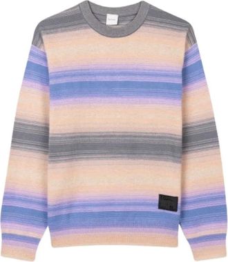 Paul Smith Gestreepte Katoenen Crewneck Sweater - Heren - Ronde hals truien - Veelkleurig - M - Katoen - Truien & Vesten