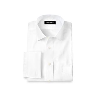 Paul Fredrick Slim Fit Non-iron Cotton Pinpoint Spread Collar French Cuff Dress Shirt in White at Nordstrom, Size 16.5 - 35