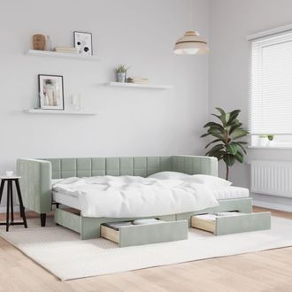 vidaXL Vidaxl - Sof&aacute; Cama Nido Con Cajones Terciopelo Gris Claro 80x200 Cm