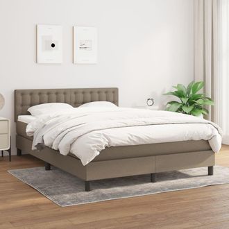 vidaXL Vidaxl - Cama Box Spring Con Colch&oacute;n Tela Gris Taupe 140x190 Cm