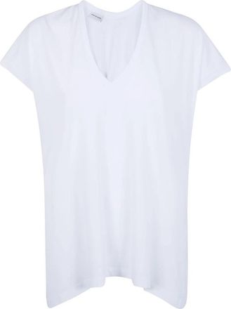 Dries Van Noten V-hals T-shirt - Dames - T-shirts - Wit - L - Katoen - Tops
