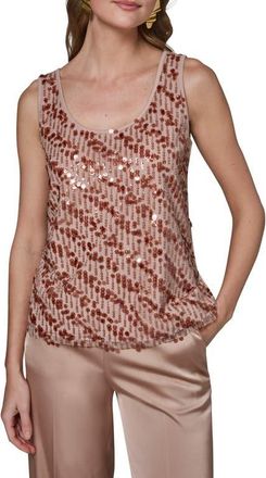DKNY Sequin Scoop Neck Sleeveless Top in Umbria at Nordstrom, Size X-Small
