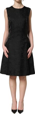 Dolce & Gabbana Womens Black Floral Jacquard Sleeveless A-Line Dress Nylon