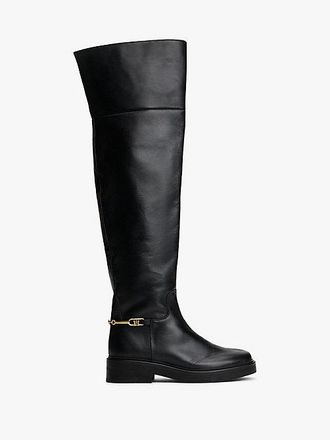 Tommy Hilfiger Leather Horsebit Over-Knee Riding Boots