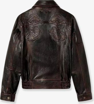 Golden Goose Womens Leather Jacket Palmer Beige