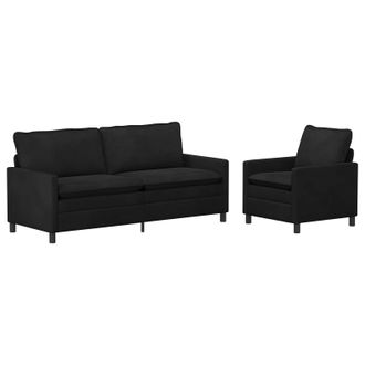 vidaXL Juego De Sof&aacute; 2 Uds. Negro Terciopelo Vidaxl