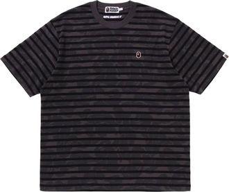 A Bathing Ape Solid Camo Stripe One Point Relaxed Fit T-Shirt Black 1L80-109-305-BLK