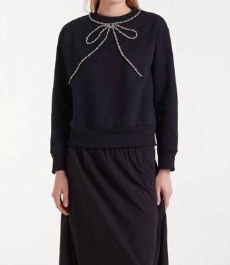 Compa&ntilde;&iacute;afant&aacute;stica Jewel Neck Tie Sweatshirt In Black